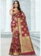 Lovelable Red Banarasi Silk Zari Work Wedding Saree
