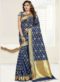 Wonderful Blue Banarasi Silk Zari Wrok Wedding Saree