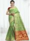 Pretty Green Banarasi Silk Zari Work Wedding Saree