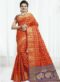 Amazing Orange Banarasi Silk Zari Work Wedding Saree