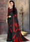 Fetching Black And Cream Georgette Printed Casual Wear Saree
