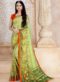 Lovely Cream Satin Georgette Printed Casual Wear Saree