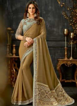 Exquisite Brown Art Silk Designer Party Wear Saree