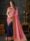 Trendy Golden And Pink Lycra Silk Designer Party Wear Saree