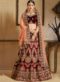 Pleasurable Maroon Velvet Embroidered Work Designer Bridal Lehenga Choli
