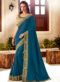 Exquisite Green And Grey Georgette With Net Designer Party Wear Saree
