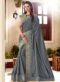 Exquisite Green And Grey Georgette With Net Designer Party Wear Saree