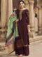 Elegant Sea Green Georgette Satin Embroidered Work Party Wear Palazzo Salwar Kameez