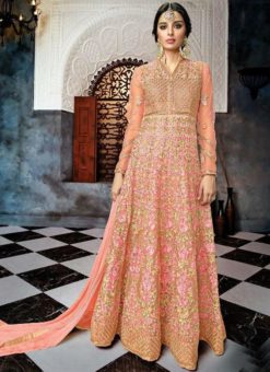 Elegant Rose Pink Net Designer Party Wear Salwar Kameez