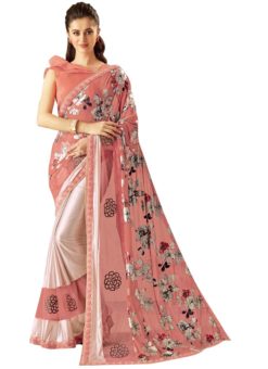 Beautiful Pink Lycra Printed Casual Wear Saree