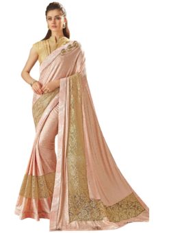 Alluring Pink Lycra Printed Casual Wear Saree