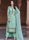 Awesome Green Cotton Satin Party Wear Palazzo Salwar Kameez