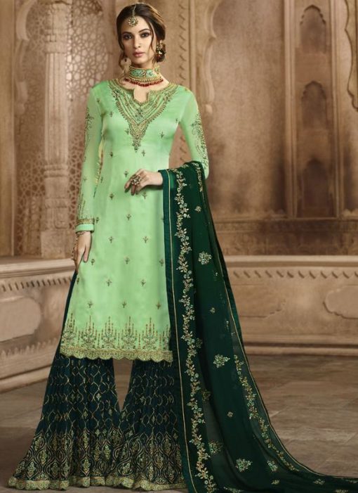 Amazing Green Georgette Party Wear Palazzo Salwar Kameez