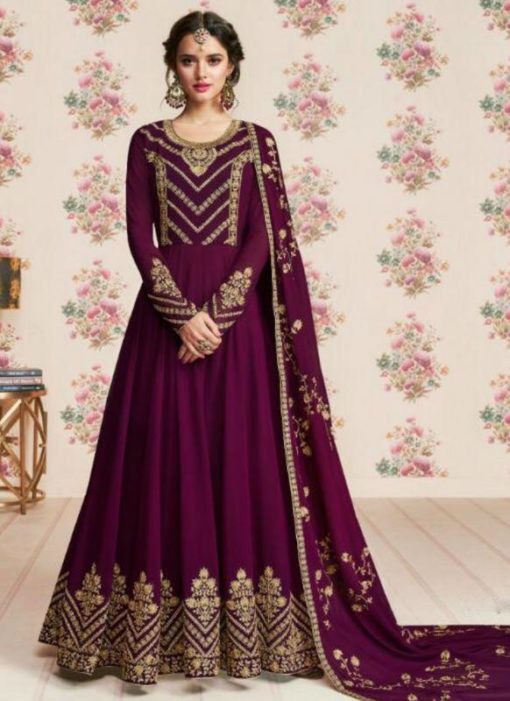 Purple Georgette Embroidered Designer Anarkali Salwar Kameez