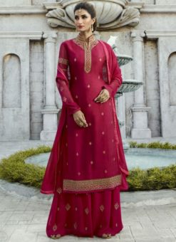 Elegant Pink Georgette Designer Palazzo Salwar Kameez