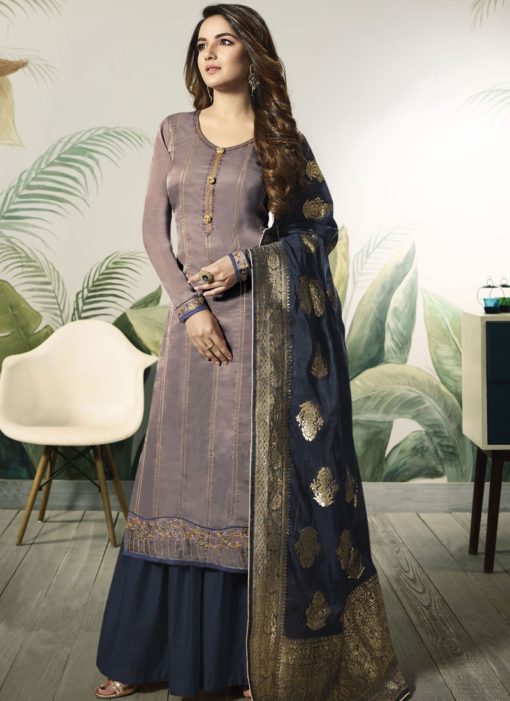Amazing Purple Silk Designer Pakistani Salwar Kameez