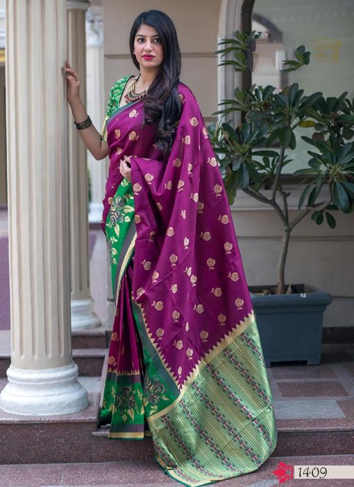 Hitansh Maroon Designer Banarasi Silk Saree