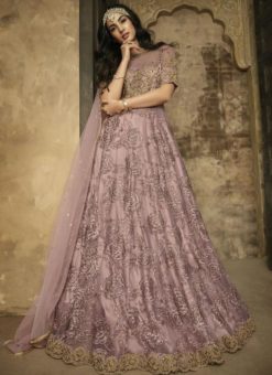 Lavender Net Embroidered Work Wedding Wear Salwar Kameez