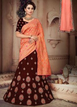 Brown Art Silk Designer Wedding Lehenga Choli