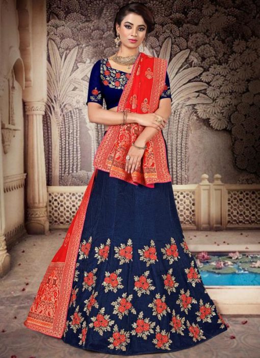 Royale Blue Art Silk Designer Wedding Lehenga Choli