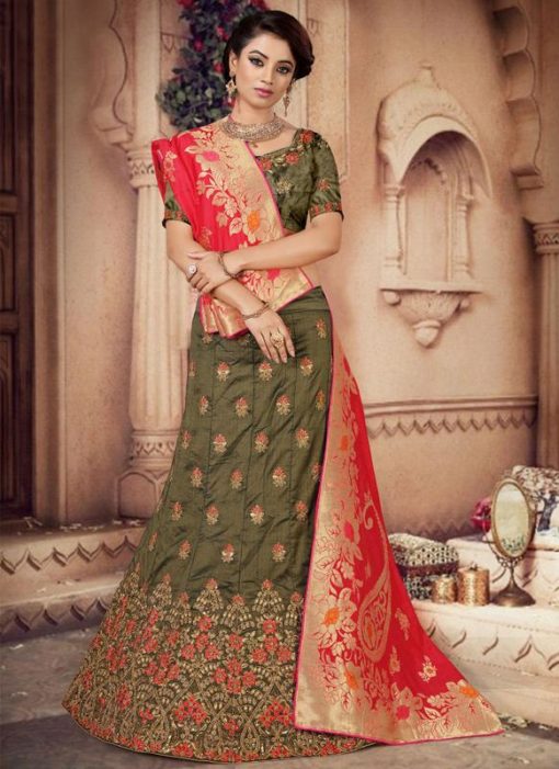 Green Art Silk Designer Wedding Lehenga Choli