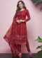 Red Crepe Printed Casual Wear Churidar Salwar Kameez