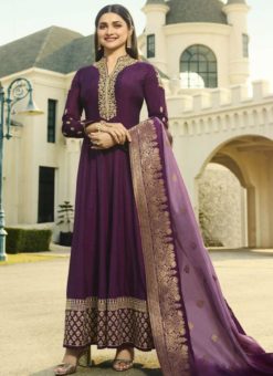 Purple Art Silk Designer Anarkali Salwar Kameez