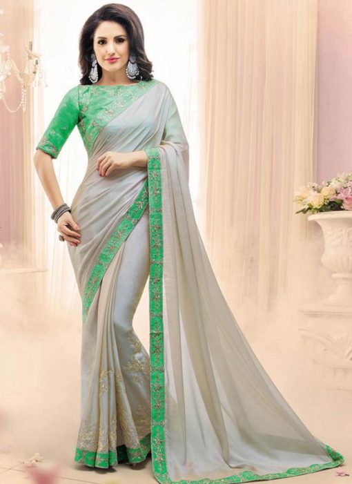 Blue Silk And Georgette Casual Wear Saree