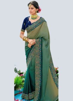 Green Silk Patch Border Casual Wear Saree
