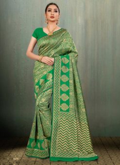 Green Banarasi Silk Zari Weaving Traditional Saree