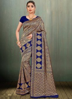 Navy Blue Banarasi Silk Zari Weaving Traditional Saree