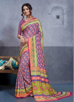 Multicolor Silk Printed Party Wear Saree
