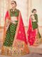 Pink Jacquard Silk Zari Weaving Wedding Lehenga Choli