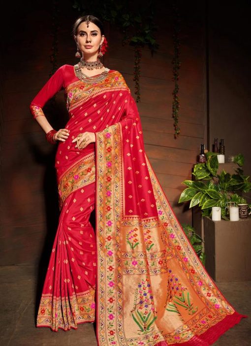 Maroon Silk Zari Weaving Wedding Saree