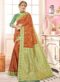 Grey And Pink Silk Zari Weaving Wedding Saree
