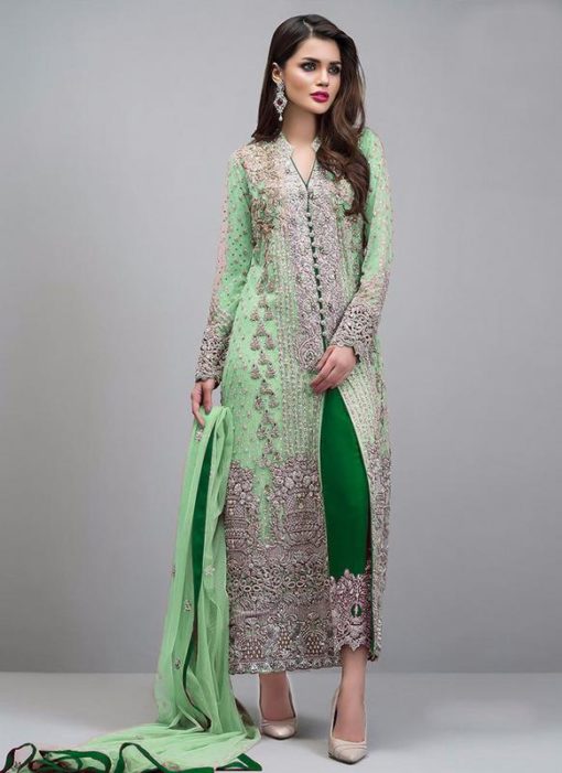 Green Faux Georgette Party Wear Pakistani Suits