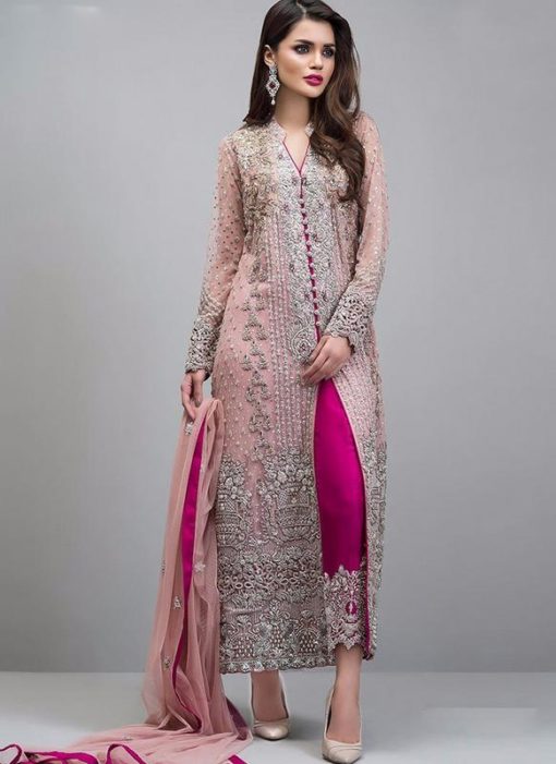 Pink Faux Georgette Party Wear Pakistani Suits