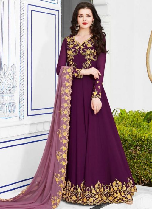 Purple Georgette Party Wear Designer Anarkali Suit