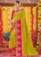 Pink And Blue Silk Embroidered Work Wedding Saree