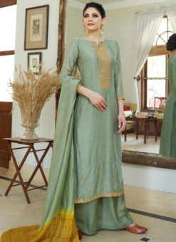 Greenish Rayon Cotton Designer Palazzo Salwar Suit