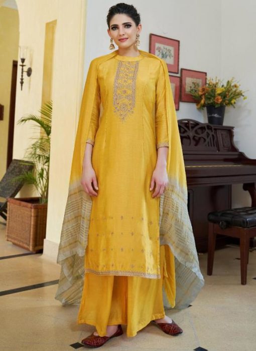 Yellow Rayon Cotton Designer Palazzo Salwar Suit