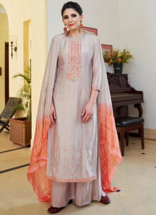 Grey Rayon Cotton Designer Palazzo Salwar Suit