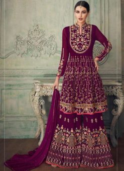 Purple Georgette Embroidered Work Pakistani Suit