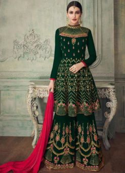 Green Georgette Embroidered Work Pakistani Suit