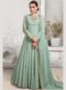 Green Satin Cotton Embroidered Work Designer Anarkali Suit
