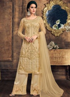 Gold Net Embroidered Work Designer Pakistani Suit