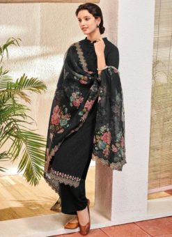 Black Cotton Designer Party Wear Salwar Suit