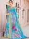 Yellow Linen Party Wear Printed Saree