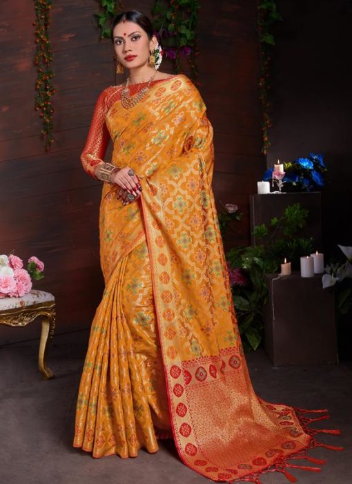 Yellow Silk Zari Weaving Wedding Saree