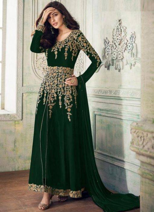 Green Georgette Embroidered Work Anarkali Salwar Suit